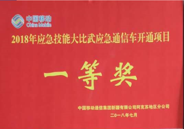 阿克蘇移動(dòng)2018年應(yīng)急技能大比武各類(lèi)獎(jiǎng)項(xiàng)